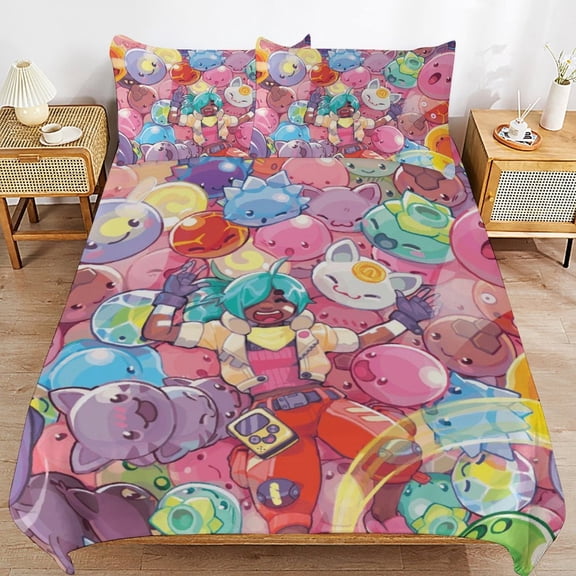 3 Piece Comfortable Bedding Set Slime Rancher Duvet Cover Twin Bed with 2 Pillowcase 79"x90"