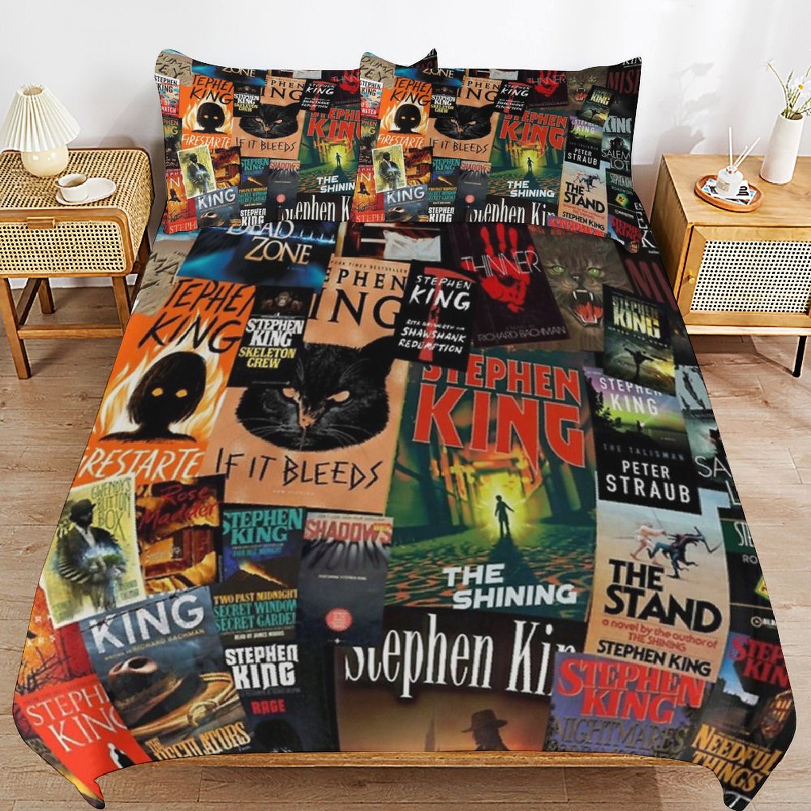 3 Piece Comfortable Bedding Set Stephen King Book Cover Collage Duvet ...