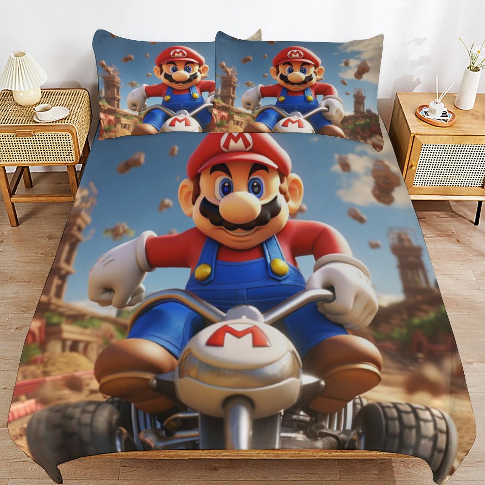 3 Piece Comfortable Bedding Set Super Mario Brothers Duvet Cover Twin ...