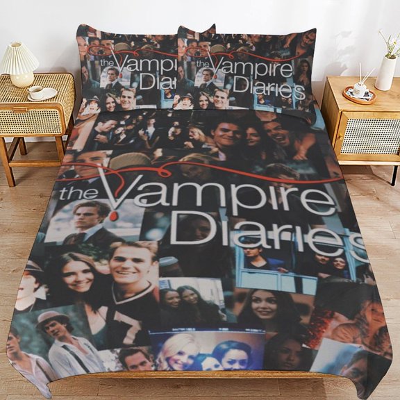 3 Piece Comfortable Bedding Set The Vampire Diaries Duvet Cover Twin Bed with 2 Pillowcase 86"x70"
