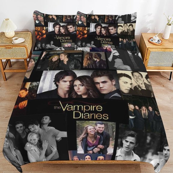 3 Piece Comfortable Bedding Set The Vampire Diaries Duvet Cover Twin Bed with 2 Pillowcase 90"x90"