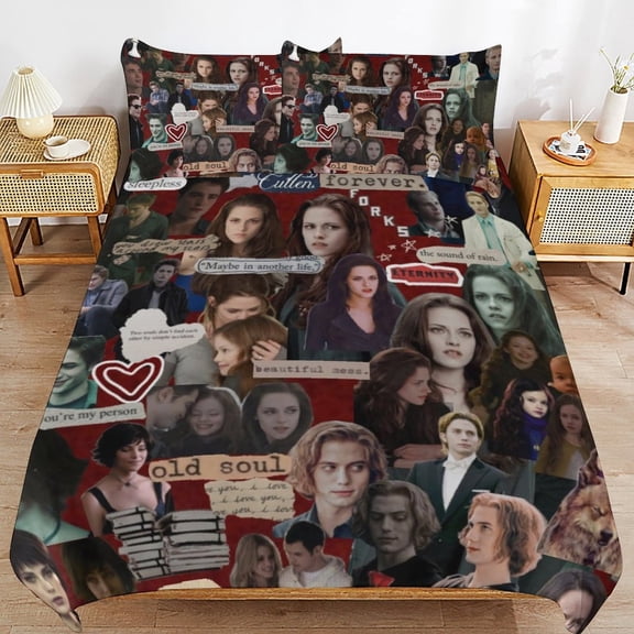 3 Piece Comfortable Bedding Set Twilight Saga Duvet Cover Twin Bed with 2 Pillowcase 90"x90"