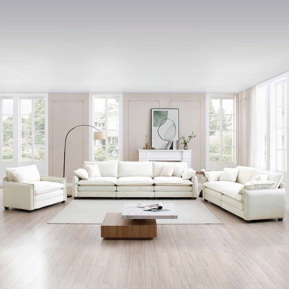 3 Piece Comfortable Oversized Sectional Sofa | Beige Corduroy, Unrivalled Comfort