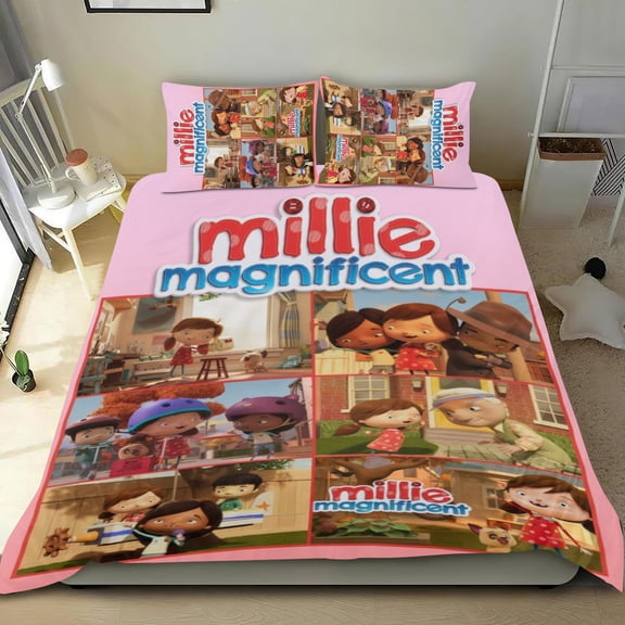 3 Piece Comforter Cover Set For Millie Magnificent Bedding Set Cute Duvet Cover Sets Super Soft Teens Bedding Set Kids Bedroom Gifts,1 Duvet Cover with 2 Pillowcases Full