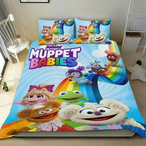 3 Piece Comforter Cover Set For The Muppets Bedding Set Cute Duvet Cover Sets Super Soft For Teens Kids Bedroom Gifts,1 Duvet Cover with 2 Pillowcases Twin