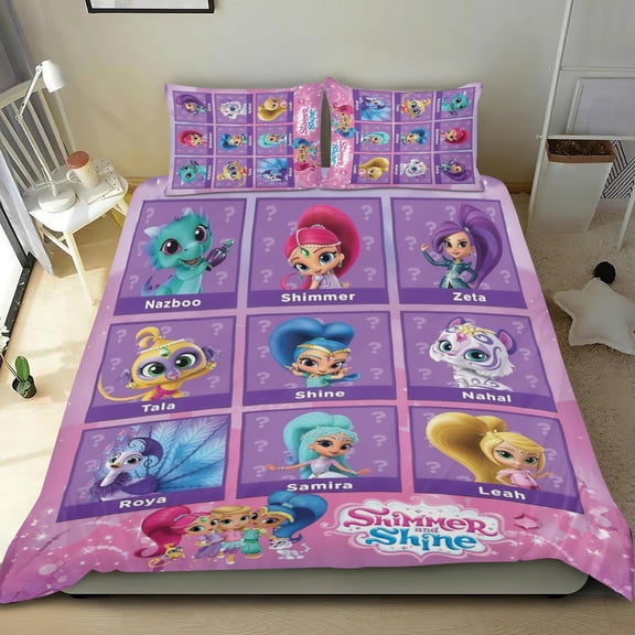 3 Piece Comforter Cover Set For Shimmer and Shine Bedding Set Cute Duvet Cover Sets Super Soft For Teens Kids Bedroom Gifts,1 Duvet Cover with 2 Pillowcases Twin