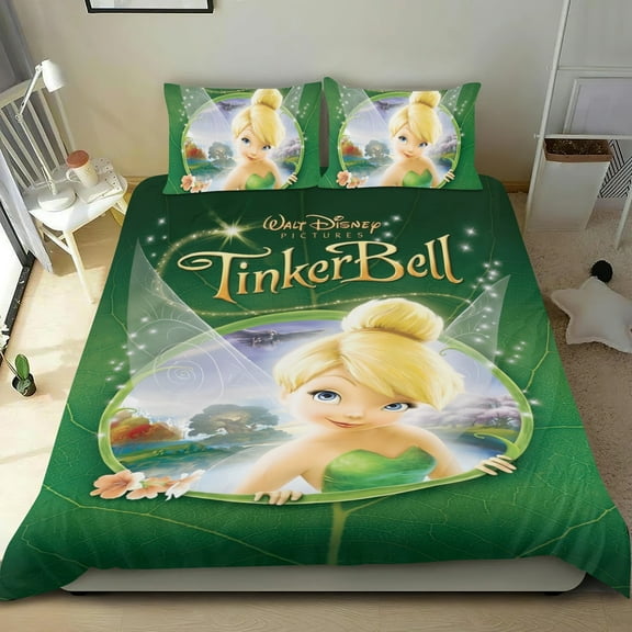 3 Piece Comforter Cover Set For Tinker Bell Bedding Set Cute Duvet Cover Sets Super Soft For Teens Kids Bedroom Gifts,1 Duvet Cover with 2 Pillowcases Twin