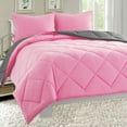 thumbnail image 1 of 3-Piece Comforter Set - Wrinkle & Fade Resistant- Full/Queen, Pink/Gray, 1 of 1