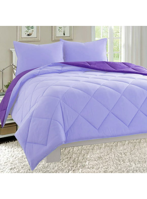3-Piece Comforter Set - Wrinkle & Fade Resistant- King/Cal King, Lilac/Purple