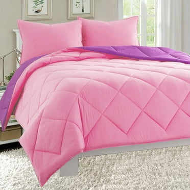 3-Piece Comforter Set - Wrinkle & Fade Resistant- King/Cal King, Pink/Purple