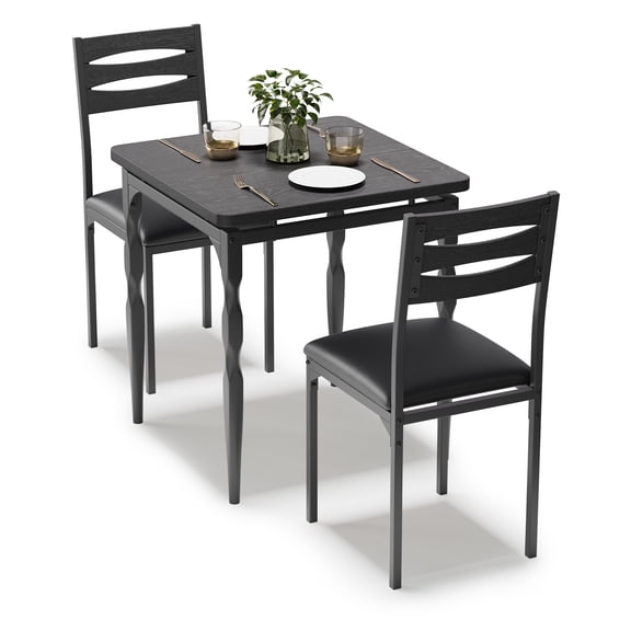 3-Piece Compact Dining Table Set for 2, Compact Kitchen Set with Spiral Metal Legs, Space Saving for Small Spaces Apartment, Brown