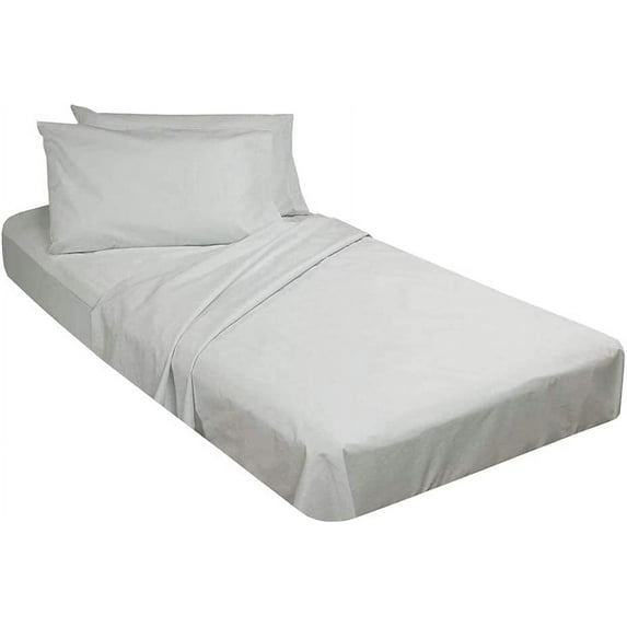 3 Piece Cot Fitted Sheet for Camping Cot,Guest Bed,Rv Bunk,Cot Size - 28" x 75" Inch - Fited Cot Sheet, 4" Inch Deep Pocket With Pillowcases - Light Grey Solid