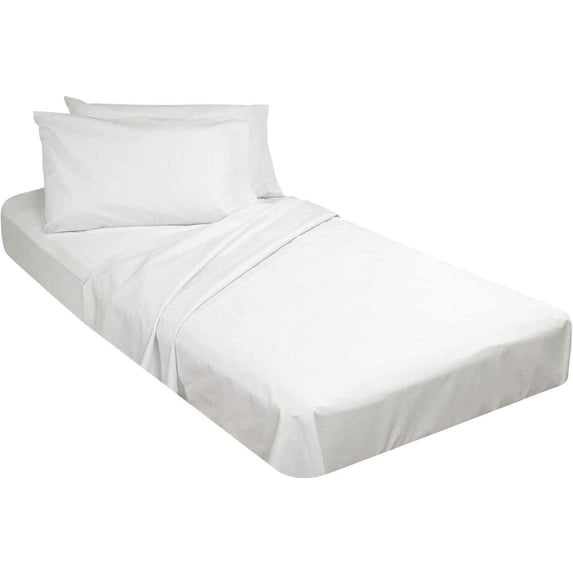 3 Piece Cot Fitted Sheet for Camping Cot,Guest Bed,Rv Bunk,Cot Size - 28" x 75" Inch - Fited Cot Sheet, 4" Inch Deep Pocket With Pillowcases - White Solid