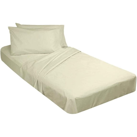 3 Piece Cot Fitted Sheet for Camping Cot,Guest Bed,Rv Bunk,Cot Size - 30" x 78" Inch - Fited Cot Sheet, 8" Inch Deep Pocket With Pillowcases - Ivory Solid