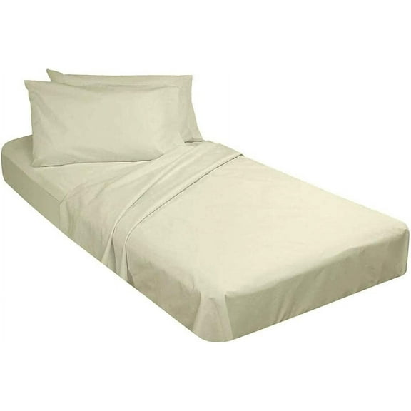 3 Piece Cot Fitted Sheet for Camping Cot,Guest Bed,Rv Bunk,Cot Size - 33" x 75" Inch - Fited Cot Sheet, 4" Inch Deep Pocket With Pillowcases - Ivory Solid