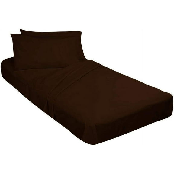 3 Piece Cot Fitted Sheet for Camping Cot,Guest Bed,Rv Bunk,Cot Size - 33" x 75" Inch - Fited Cot Sheet, 5" Inch Deep Pocket With Pillowcases - Chocolate Solid