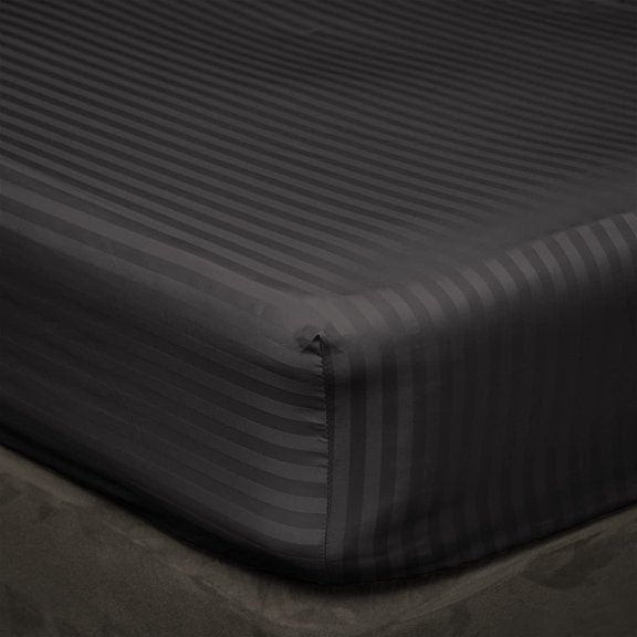 3 Piece Cot Fitted Sheet for Camping Cot,Guest Bed,Rv Bunk,Cot Size - 33" x 75" Inch - Fited Cot Sheet, 5" Inch Deep Pocket With Pillowcases - Dark Gray Stripe