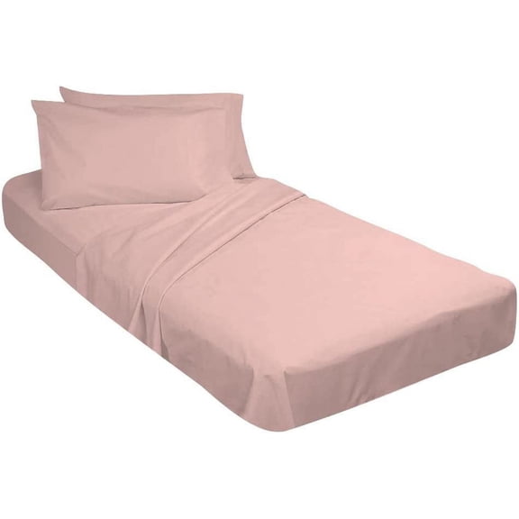 3 Piece Cot Fitted Sheet for Camping Cot,Guest Bed,Rv Bunk,Cot Size - 42" x 80" Inch - Fited Cot Sheet, 4" Inch Deep Pocket With Pillowcases - Pink Solid