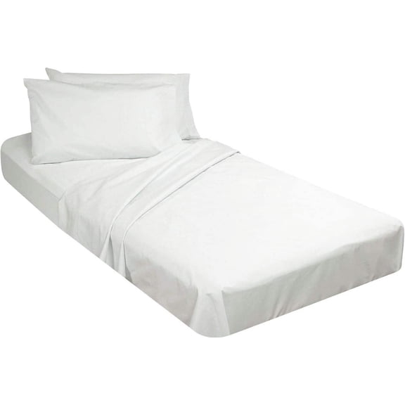 3 Piece Cot Fitted Sheet for Camping Cot,Guest Bed,Rv Bunk,Cot Size - 48" x 75" Inch - Fited Cot Sheet, 4" Inch Deep Pocket With Pillowcases - White Solid