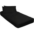 thumbnail image 1 of 3 Piece Cot Fitted Sheet for Camping Cot,Guest Bed,Rv Bunk,Cot Size - 48" x 78" Inch - Fited Cot Sheet, 8" Inch Deep Pocket With Pillowcases - Black Solid, 1 of 4