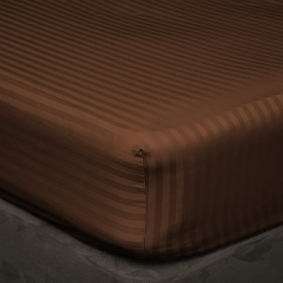 3 Piece Cot Fitted Sheet for Camping Cot,Guest Bed,Rv Bunk,Cot Size - 48" x 78" Inch - Fited Cot Sheet, 8" Inch Deep Pocket With Pillowcases - Chocolate Stripe