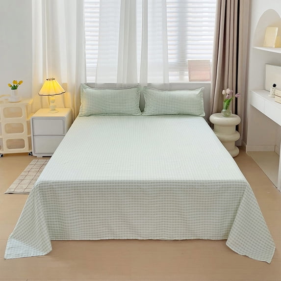 3 Piece Cotton Sheet Set, Cotton Bedding Set, Ultra Soft Cooling Bed Sheets with 2 Pillowcase,Solid Color Washed Cottons Bed Sheet and Pillowcase Set Plain Holiday Gift Duvet Sheet Three Piece Set