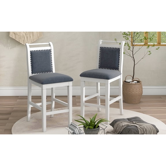 3 - Piece Counter Height Dining Set | Expandable Drop Leaf Table for Dining | Solid Rubber Wood and Foam Cushion | Solves Small Place Seating Problem