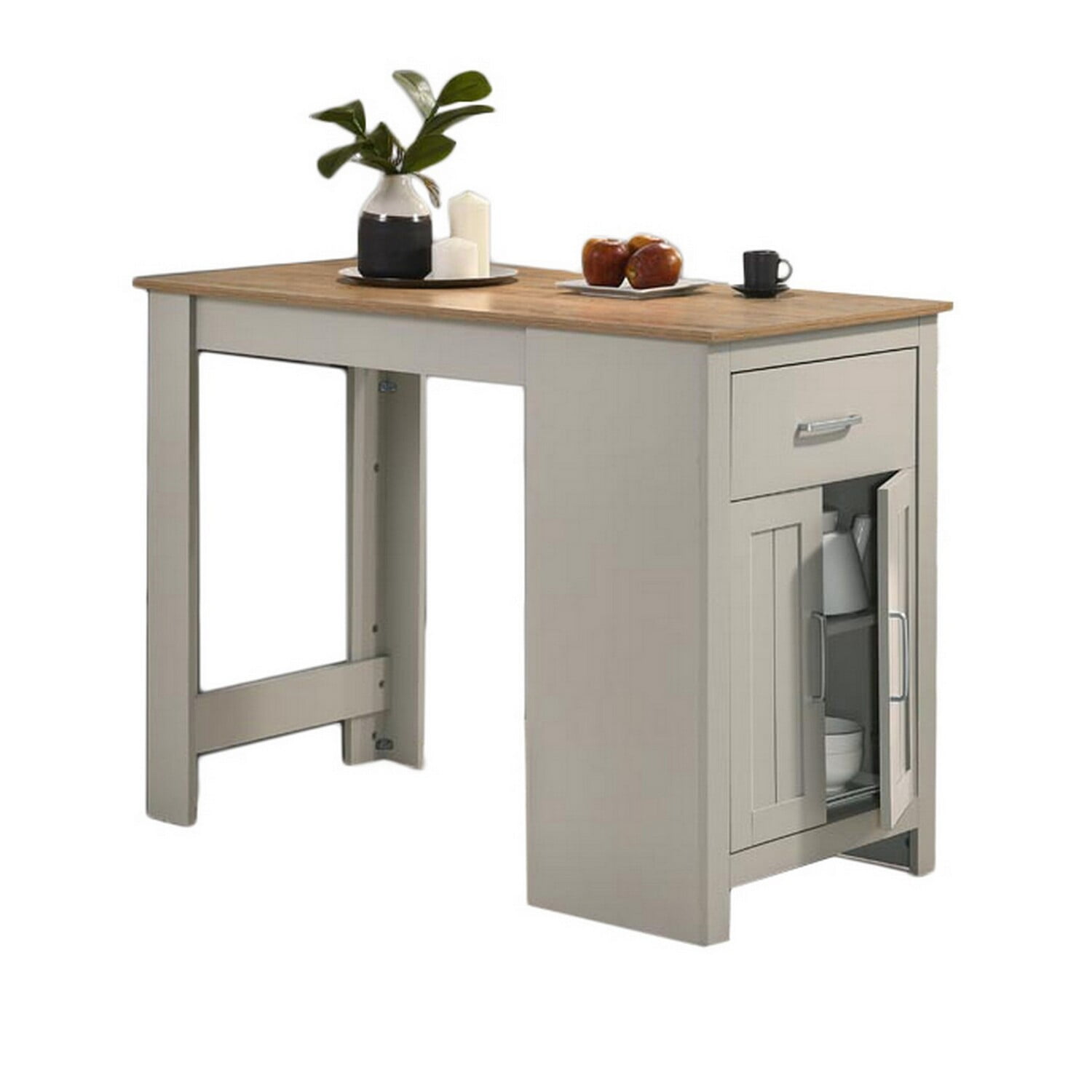 Benjara 3 Piece Counter Height Dining Table Kitchen Island With Storage