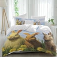 thumbnail image 1 of 3 Piece Country Easter Rabbits,Duvet Cover Set California King,Microfiber Comforter/Quilt Cover with Corner Ties and 2 Pillowcases,Watercolor Floral Eggs Spring All Season Bedding with Zipper Closure, 1 of 8
