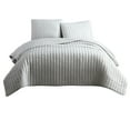 thumbnail image 1 of 3 Piece Crinkle King Size Coverlet Set with Vertical Stitching, Light Gray, 1 of 5
