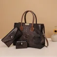thumbnail image 1 of 3 Piece Crocodile Print Tote Set - Large Capacity, Women's Fashion Tote, Shoulder Bag and Purse, 1 of 7