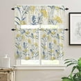 thumbnail image 1 of 3 Piece Curtains Tiers and Valances Set, Blue Leaves Yellow Berries Floral Summer Farm Plant Print Rod Pocket Short Window Treatment Tiers Curtains Panel and Valance for Cafe Bathroom Kitchen, 1 of 6