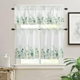thumbnail image 1 of 3 Piece Curtains Tiers and Valances Set, Eucalyptus Leaves Summer Watercolor Green Leaf Flower Rod Pocket Short Window Treatment Tiers Curtains Panel and Valance for Cafe Bathroom Kitchen, 1 of 6