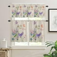 thumbnail image 1 of 3 Piece Curtains Tiers and Valances Set, Floral Print Butterfly Watercolor Flower Spring Summer Farm Rod Pocket Short Window Treatment Tiers Curtains Panel and Valance for Cafe Bathroom Kitchen, 1 of 6