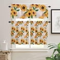 thumbnail image 1 of 3 Piece Curtains Tiers and Valances Set, Sunflower Yellow Floral Retro Newspaper Background Farm Flower Oil Oainting Art Rod Pocket Short Window Treatment Curtains Panel and Valance for Kitchen, 1 of 6