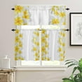 thumbnail image 1 of 3 Piece Curtains Tiers and Valances Set, Yellow Plumeria Flower Pattern White Background Short Rod Pocket Window Treatment for Living Room, Bedroom, Kitchen, Bathroom, 1 of 6