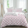 thumbnail image 1 of 3 Piece Cute Pink Bow Duvet Cover Set California King, Microfiber Comforter/Quilt Cover with Corner Ties and 2 Pillowcases, White Sweet Modern Watercolor All Season Soft Bedding with Zipper Closure, 1 of 8