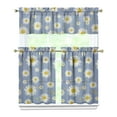 thumbnail image 1 of 3-Piece Daisy Kitchen Curtain Set - Ruffled Valance and Tier Curtains with Rod Pocket, Fresh Floral Pattern for Farmhouse Kitchen Windows Decor, 54"x14" + 27.5"x36"x2, 1 of 5