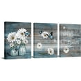 thumbnail image 1 of 3 Piece Daisy Wall Art Butterfly Inspirational Picture on Canvas for Kitchen Office Wall Decor Rustic Country Paintings Framed 12"x16" for Each, 1 of 6