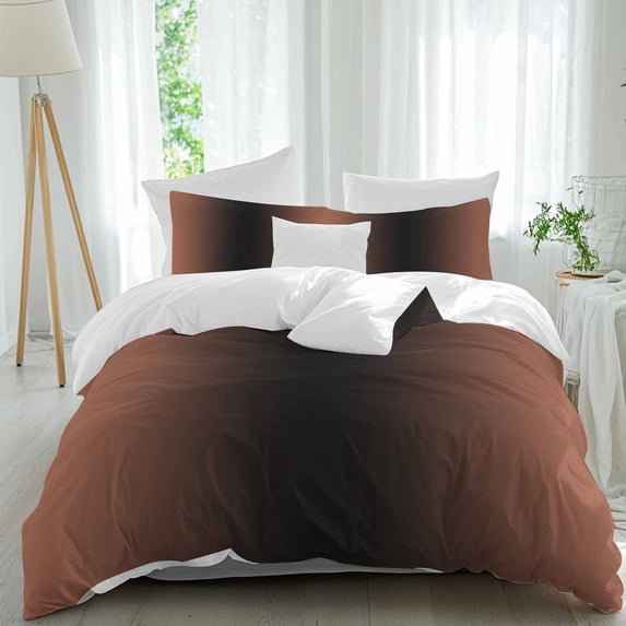 3 Piece Dark Orange Black Ombre Duvet Cover Set California King,Microfiber Comforter/Quilt Cover with Corner Ties and 2 Pillowcases,Modern Gradient Abstract Art All Season Bedding with Zipper Closure