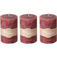 thumbnail image 1 of 3-Piece Dark Rose Magenta Red Pillar Candles with 45-Hour Burn Time, Unscented, Marbled Surface, 1 of 6