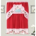 thumbnail image 1 of 3-Piece Decorative Christmas Holiday Design Embroidered Snowman Kitchen Curtain Set Xmas Style, 1 of 4