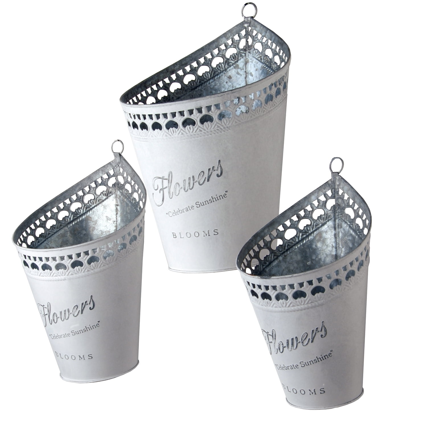 Celeste Silver Galvanized Steel 3-Piece Wall Planter Set