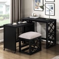 thumbnail image 1 of 3-Piece Desk Stool Set for Home | With Charging Ports in Living Space, Rolling Function for Easy Movement | Black Finish, 100% Polyester Upholstered Stool | Meets Charging and Comfort Requirements, 1 of 6
