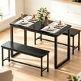 thumbnail image 1 of 3-Piece Dining Room Table, Kitchen Dining Table Set with 2 Benchs for Apartment Breakfast Nook and Samll Space, Black, 1 of 10