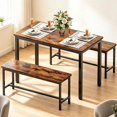 thumbnail image 1 of 3 Piece Dining Room Table, Kitchen Dining Table Set with 2 Benchs for Apartment Breakfast Nook and Samll Space, Brown, 1 of 10