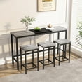 thumbnail image 1 of UHOMEPRO Dining Table Set for 3, Vintage Rectangular Counter Height Bar Table with 3 Stools, 4 Piece Bar Table Set for Kitchen Bar Dining Room Breakfast Nook, Hanging Stool Design, Black + Gray, 1 of 8