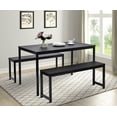 thumbnail image 1 of 3 Piece Dining Set with 2 Benches, Modern Small Dining Table Set for 4, 29.9" Height Saving Space Kitchen Table Sets for Kitchen Bar Breakfast Nook, JA1631, 1 of 7