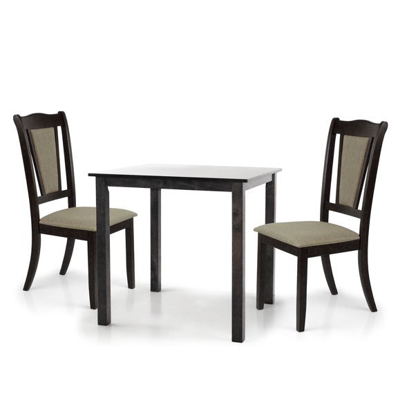 3 Piece Dining Set, 2 Classic Style Solid Wood Nova Upholstered Chairs w Square Dining Table, Kitchen Set for Two, Modern Dining Table Set, Espresso