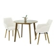 thumbnail image 1 of 3 Piece Dining Set, 2 Modern Style Solid Wood Alba Armchairs w Round Dining Table, Kitchen Set for Two, Modern Armchairs and Round Table, Dining Table Set, Cream Color, 1 of 10